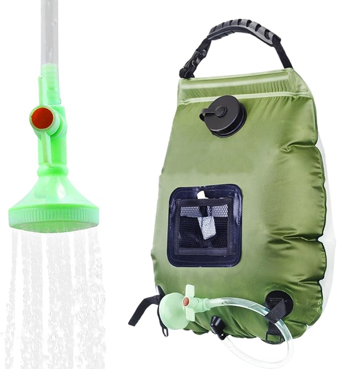 Solar Shower 5 Gallon 20L Bath Pouch with Shower Head &amp Hose for Outdoor Beach Home Cabin Field Glamping Backyard Balcony Deck Camping