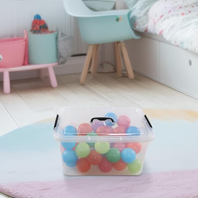 Anbers Pack of 4 Clear Latching Storage Boxes 17.5 Quart Storage Bin with Lid and Handle
