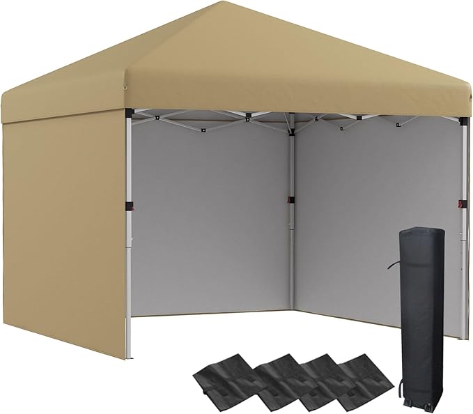 10x10 Maximum Performance Pop-Up Canopy with Full Sidewalls Coverage Weight Bags for Height Adjustment Included Durable Weather-Proof Construction