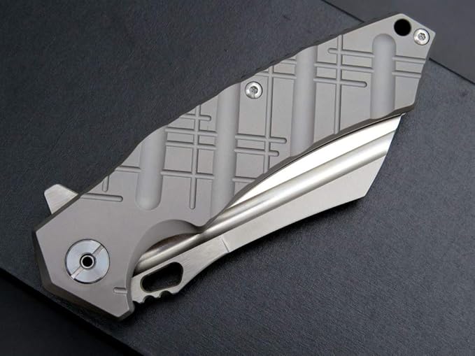 Eafengrow EF912 Folding Knife D2 Steel Blade and Titanium Alloy Handle Frame Lock Pocket Knife with Clip Multitool Knife for Outdoor SurvivalHiking Camping