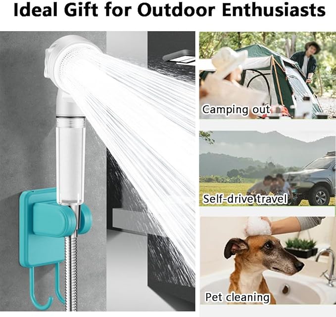 Portable Shower for Camping Rechargeable Camping Shower with Intelligent Digital Display Outdoor Camp Pump Camping Shower Pump with Power Display for Hiking Travel Car Pet 7800mAh