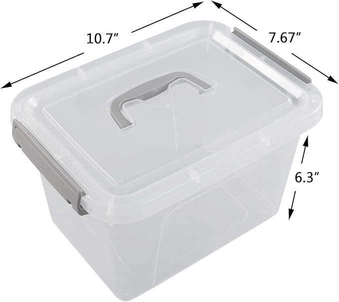 5 Quart Storage Box with Lid 6 Packs Small Plastic Box Tote Bin