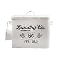 AuldHome Design Farmhouse Laundry Powder Container White Enamelware Detergent Bin w/Scoop