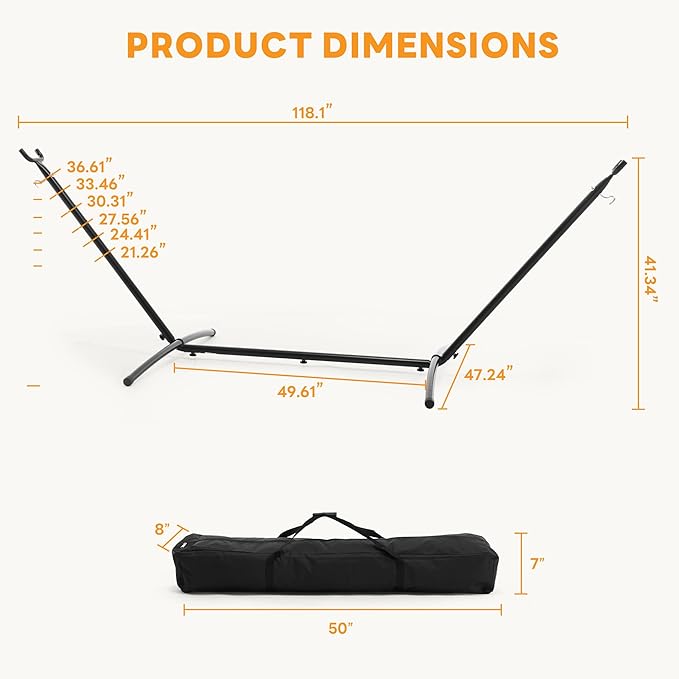 NEWBULIG Hammock Stand Only Heavy Duty Hammock Stands for Double 2 Person for Outside for Garden Backyard Patio Pool Beach with Carrying Case