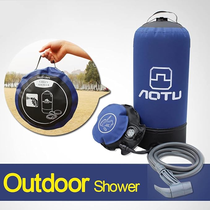 Foot Pump with 11L pvc Pressure Shower Lightweight Outdoor Inflatable Shower Pressure Shower Water Bag for Outdoor Beach Camping Hiking Bathing