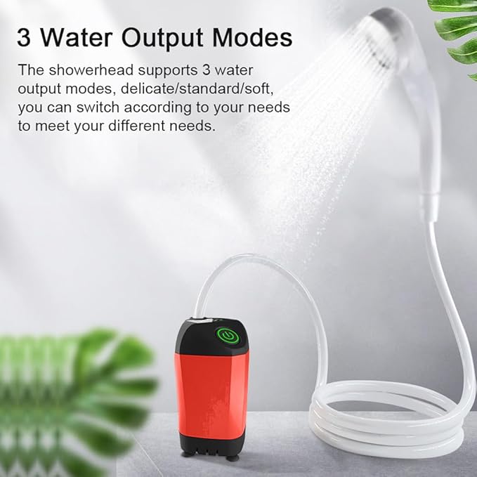 ACAGALA Portable Shower for Camping Electric Shower Pump IPX7 Waterproof with Digital Display for Camping Hiking Backpacking Travel Beach Pet Watering