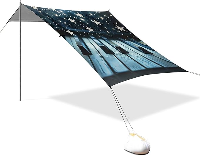 ALAZA Piano Keys Stars Beach Tent Sun Shelter Portable Canopy Sunshade for Outdoor Camping Picnics Backyard Fun 10x9 ft