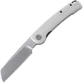Petrified fish PFE04 Scholar Folding Knife 3.7 154CM Stonewashed Blade3.92 oz G10 Handle Front Flipper Liner lock Pocket Knife for Camping EDC (Stonewashed &amp White G10 Handle)