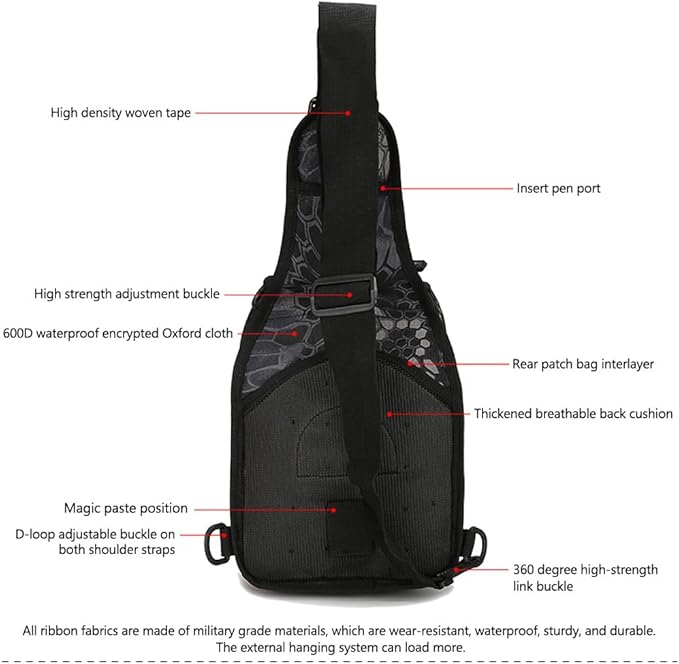 Outdoor Tactical Backpack Tactical Bag Military Sport Small Chest Pack Sling Shoulder Backpack for Every Day Carry (ACU)