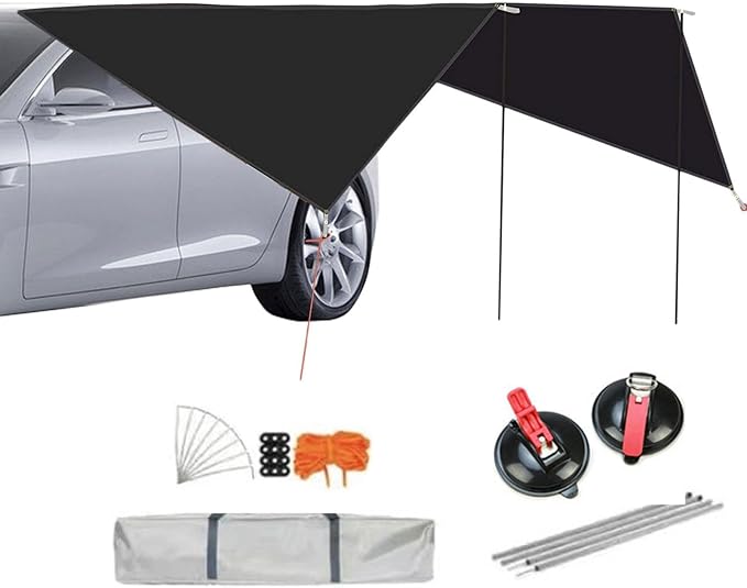 Vehicle Awning9x11 Ft Waterproof UV Protection Shade | Wind Resistant SUV Awningfor Vehicle Automotive RV SUV Truck Rear