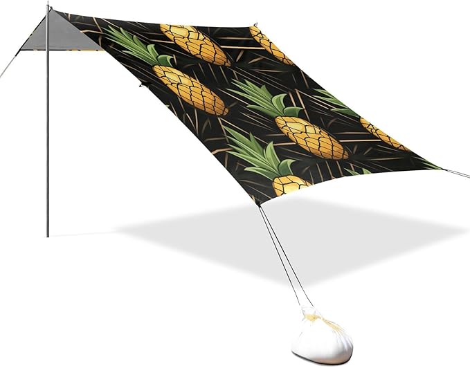 ALAZA Pineapples Geometric Summer Beach Tent Sun Shelter Portable Canopy Sunshade for Outdoor Camping Picnics Backyard Fun 10x9 ft