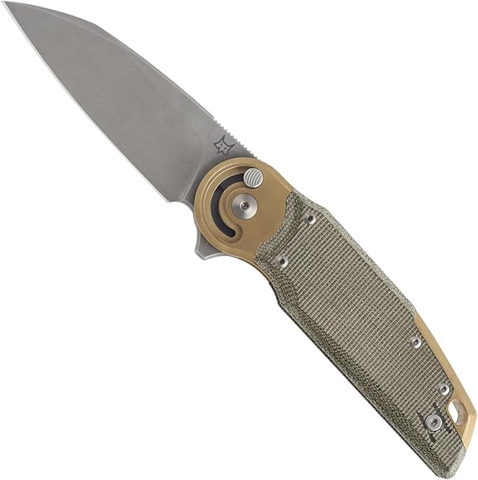 Fox Knives FX-556-B4 Metamorphosis Folding Knife 3.54in M390 Wharncliffe Blade Radius Lock EDC Pocket Knife Made in Italy Award-Winning Design (Bead Blasted Green Micarta)