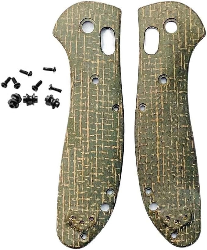 1 Pair Micarta Scales Fits for Griptilian 551 Custom Handle Patch with 3 Sets Screws DIY Making Accessory(Green)