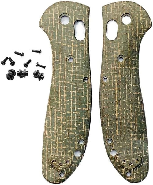 1 Pair Micarta Scales Fits for Griptilian 551 Custom Handle Patch with 3 Sets Screws DIY Making Accessory(Green)