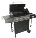 Grill Boss 4 Burner Propane Gas BBQ Portable w/ Lid Wheels &amp Side Shelves Black - Grilling Accessories and Equipment for Camping Tailgating Outdoor Barbecue and Cooking