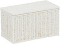 Household Essentials Small Wicker Basket with Lid Multipurpose Storage Basket for Bathrooms Shelves Desks Vanities Closets and More White