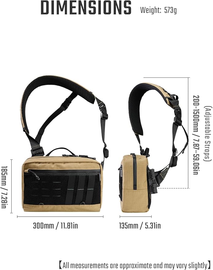 TACTICAL_GEEK L3 Pro EDC Crossbody Bag Chest Bag with Adjustable StrapDaily Carry Sling Pack Large Capacity Daypack Organizer for Camera Drones（T500 Coyote Tan）