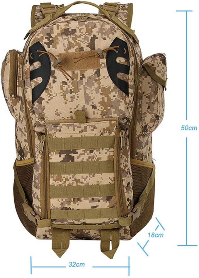 Outdoor Sports Pack Hiking Bag Tactical Rucksack Camo Knapsack Combat Camouflage Tactical Molle 45L Backpack