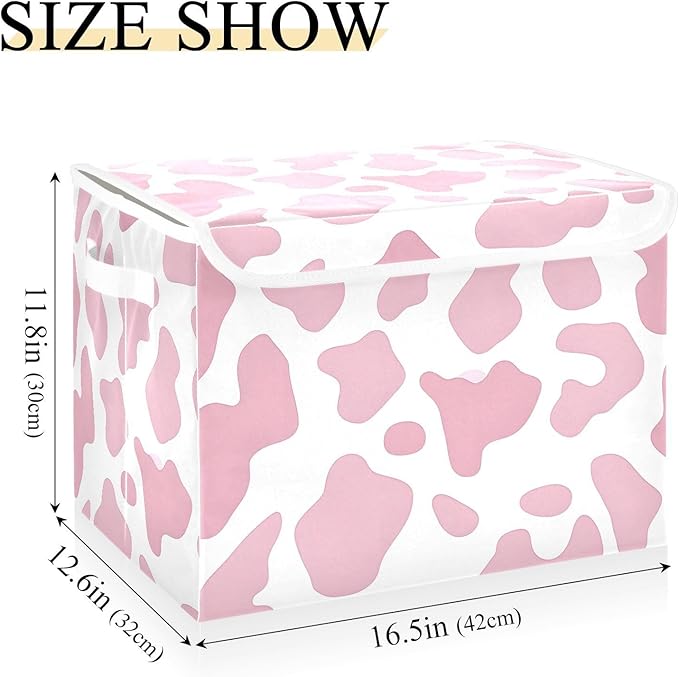 Storage Cube with Lid Cow Camo Print 16.5×12.6×11.8 IN Collapsible Large Capacity Foldable Storage Basket Bin Organizer