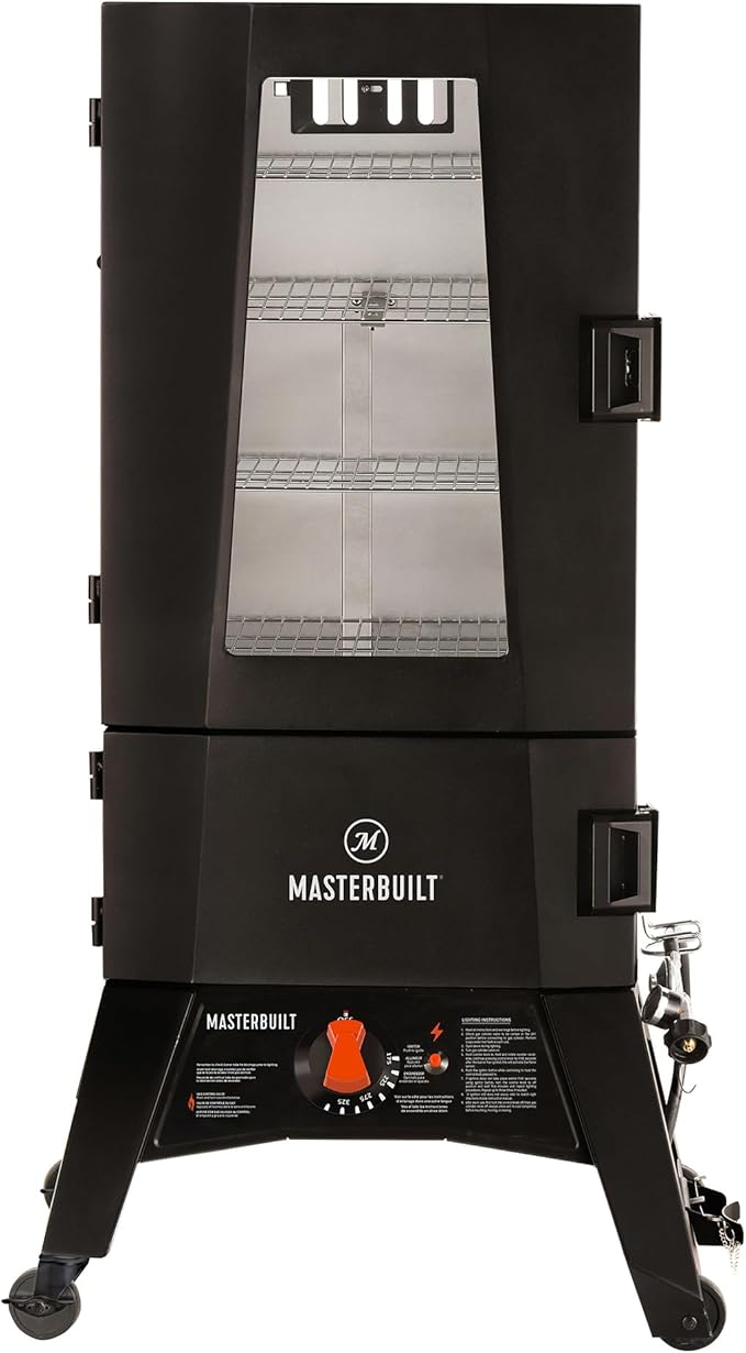 Masterbuilt® 40-inch ThermoTemp Propane Gas Vertical BBQ Smoker with Analog Temperature Control and 960 Cooking Square Inches in Black Model MB20051316