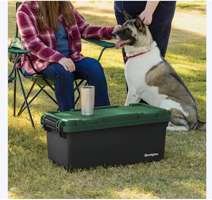 Heavy Duty Stackable Tote with Latching Lid 15-Gallons (60-Quarts) Dark Green Large 2-Pack