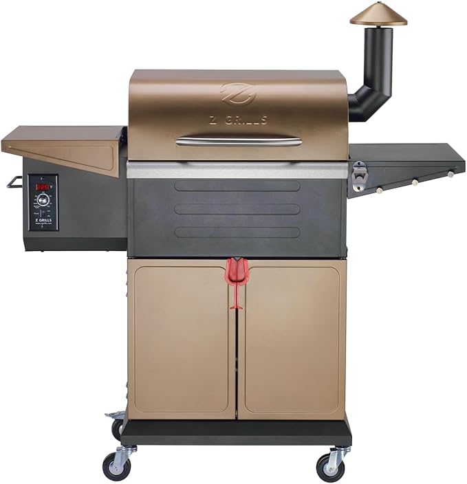 Z GRILLS 8-in-1 Outdoor BBQ Grill with PID 3.0 Controller Wood Pellet Smoker Auto Temperature Control Huge Storage Cabinet Side Shelf with Tool Hooks 572 sq in Cooking Area for Camping Party