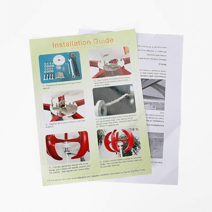 Wind Turbine Generators Kit 12/24V 600W Lantern 5-Blade Vertical Axis Wind Turbine Generator with Axis Controller (24V)