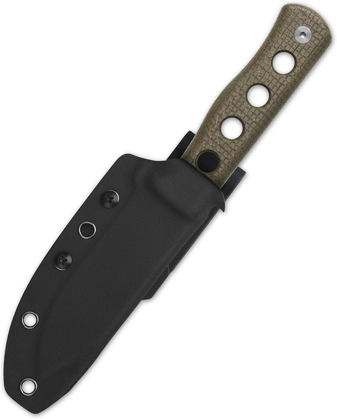 QSP Canary Fixed Blade Knife 4.25 DC53 Stonewash Blade Hunting Knives with Kydex Sheath Green Texture Micarta Handle EDC Knife for Camping Outdoor Hiking Survival