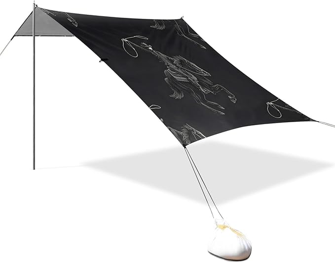 Cowboys Black Beach Tent Sun Shelter Set UPF50+ UV Protection 10.5 x 9.19 FT Camping Shade Canopy with Sandbags Sand Anchors Carrying Bag and Others