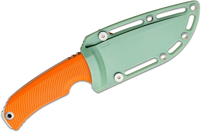 SOG Tellus FX Full-Sized Fixed Blade Knives 4.2 Full-Tang CRYO 440C Steel Blade GRN Handle UMS Compatible Sheath