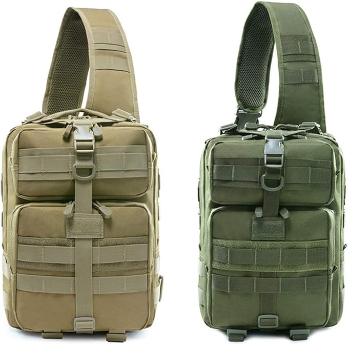 Sunnystacticalgear Outdoor Sports Hiking Sling Bag Shoulder Pack Camouflage Tactical Molle Chest Bag - Black
