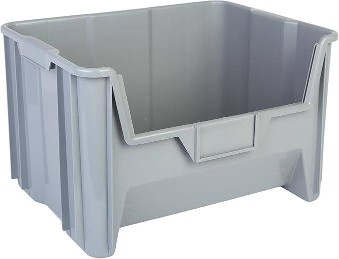 Hudson Exchange 20 x 15 x 12.5 (1 Pack) Plastic Giant Stackable Hopper Bin Container Gray