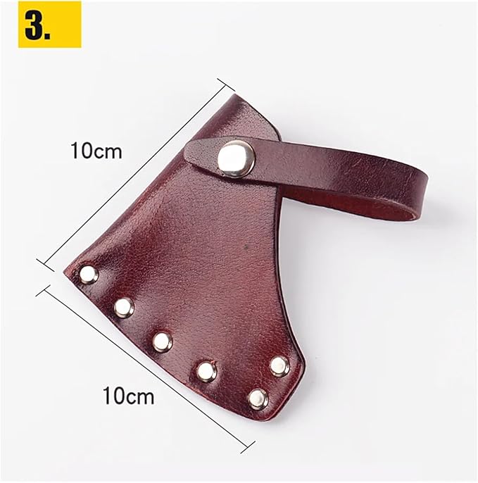 Hatchet Sheath Hunting Ax Cover Hatchet Blade Head Sheath Belt Holster PU Genuine Leather(Color03)