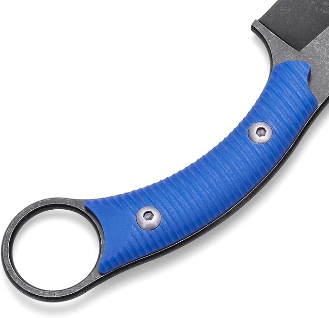 Fixed Blade Knife D2 Steel Blade and G10 Handle Utility Claw EDC Knife for Outdoor Survival Hiking Camping with Kydex Sheath OK1220 (Blue)