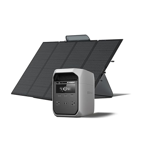 EF ECOFLOW Solar Generator DELTA 3 Classic 1024Wh with 400W Solar Panel1800W AC/100W USB-C Output (3600W Surge) LiFePO4 Battery Portable Power Station 1 Hr Fast Charge for Home outdoor