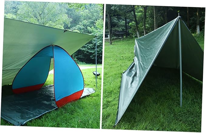 Sosoport 1set Outdoor Tarp Groundsheet Mat for Camping Sunshade Shelter and Beach Use Lightweight Windproof Versatile Canopy Shade Large Green