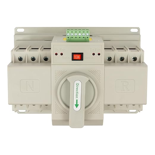 Dual Power Automatic Transfer Switch 63A 2P/4P 110V Generator Changeover Switch Tool Electronic Power Circuit Breaker Controller 50HZ/60HZ (3P/63A White)