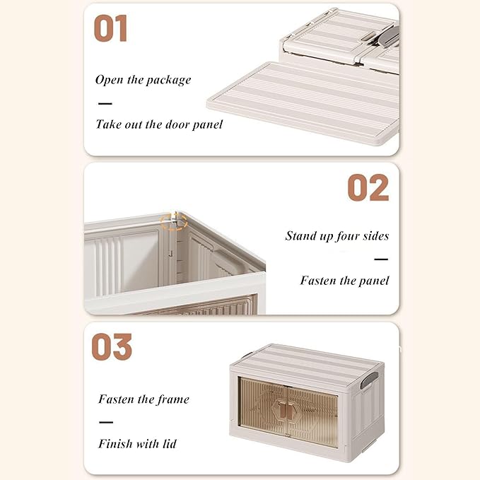 Generic Storage Bins with Lids Stackable Plastic Containers Storage Box Storage Cabinet with Door White Closet Organizers for Organization 52x30cm 4 Tier