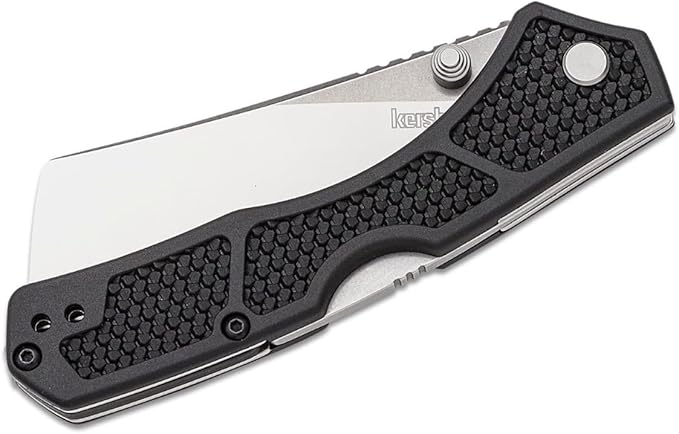 Kershaw Hatch Pocket Knife Black and Gray Design 3.15 Inch Steel Cleaver EDC with Manual Opening Reversible Deep Carry Everyday Carry Pocket Knife for Men and Women