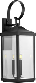 Gibbes Street Collection 3-Light Clear Beveled Glass New Traditional Outdoor Large Wall Lantern Light Textured Black