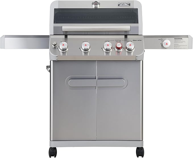Monument Grills 4+1 Outdoor Barbecue Stainless Steel Propane Gas Grill 4 Burners &amp 1 Side Burner 62000 BTU Patio Garden Barbecue Grill with Knob Controls Mesa415BZ