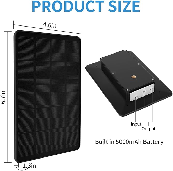 Trail Camera Solar Panel 12V/1A 6V/1.5A Solar Battery Charger Kit Built-in 5200mAH Rechargeable Lithium Battery Compatible with Hunting Game Camera(2 Pack)