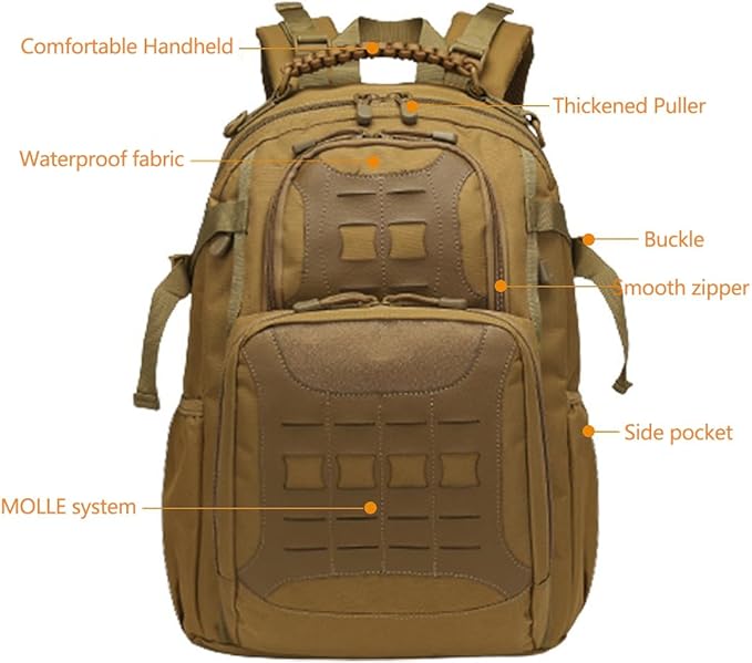 45L Military Tactical Backpacks Molle Army Assault Pack 3 Day Bug Out Bag Hiking Treeking Rucksack Bag (Military Green)