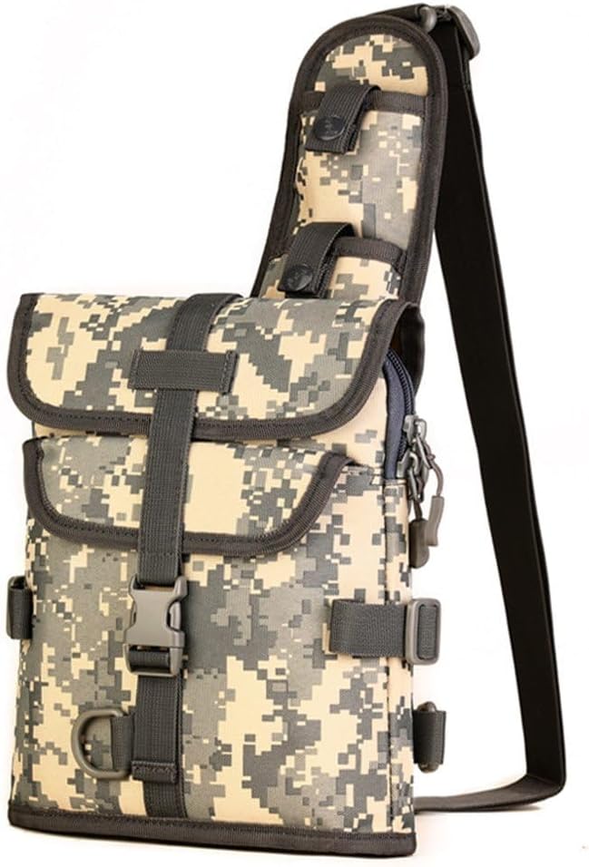 UNISTRENGH Tactical Sling Bag Military Daypack Casual Shoulder Bag Crossbody Duty Gear Molle Chest Pack for Hunting Fishing (ACU-camouflage)