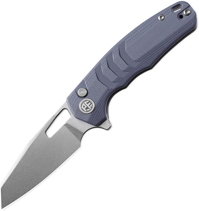Petrified fish PFE17 Trilobite Folding Knife3.03 14C28N Steel Stonewashed Blade G10 Handle Camping Folding Knife for EDC Outdoor (Blue Stonewashed)