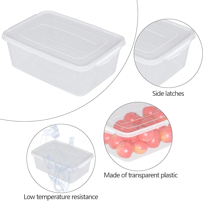 12-Pack Clear Plastic Storage Containers with Latch Lids – 16L Stackable Bins for Pantry Dough Proofing Baking &amp Household Organization