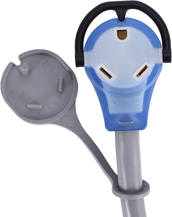 30Amp RV/Range/Generator Power Cord NEMA TT-30P with TT-30R Series Connector to 5-15R Adapter 1.5 FT (30MF/15F Gray)