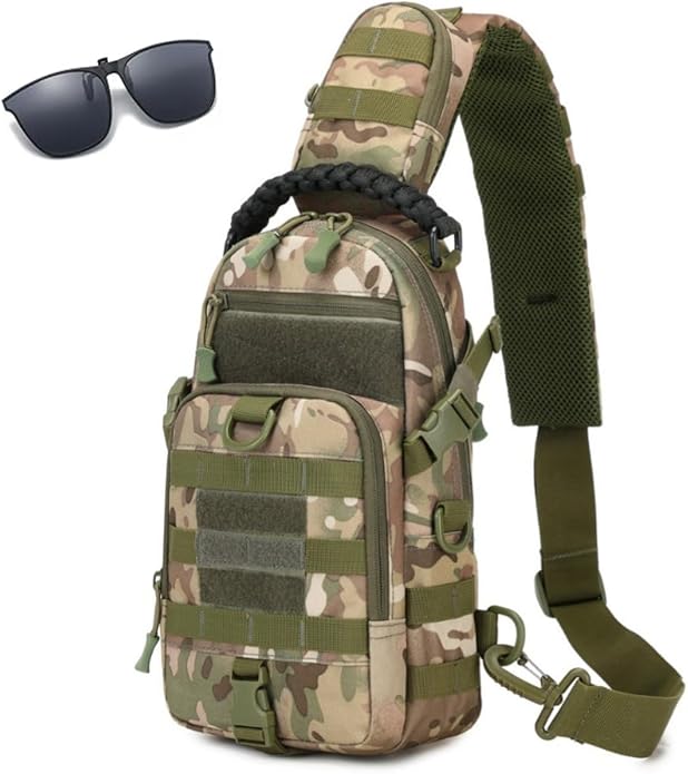 Men Tactical Waterproof Crossbody BagLarge Capacity Camo Outdoor Chest PackMultiple Pockets Fashion Sling Shoulder Pack