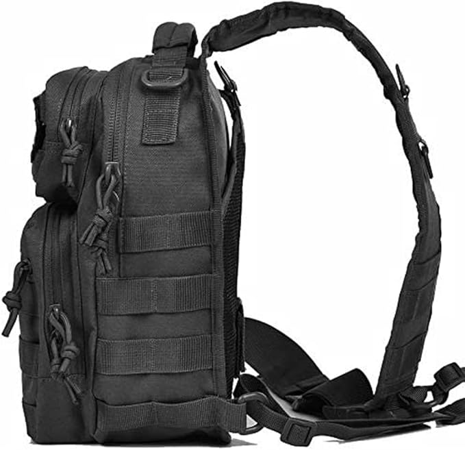 REEBOW GEAR Tactical Sling Pack for Men Military Single Shoulder Backpack Outdoor EDC Range Bag (Style 01-Black)