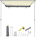 Car Side Awning with LED Light Pull Out Tent Shelter PU2000mm UV50+ Shade SUV Outdoor Camping Beige 6.6x8.2'